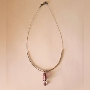 Pink Stone Wire Necklace